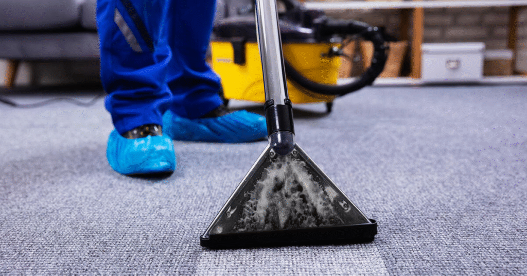 Step-by-step carpet cleaning process using hot carbonating extraction and low moisture technology in Atlanta homes