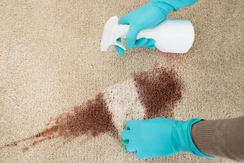 Before and after comparison in Atlanta showing stain removal and carpet restoration